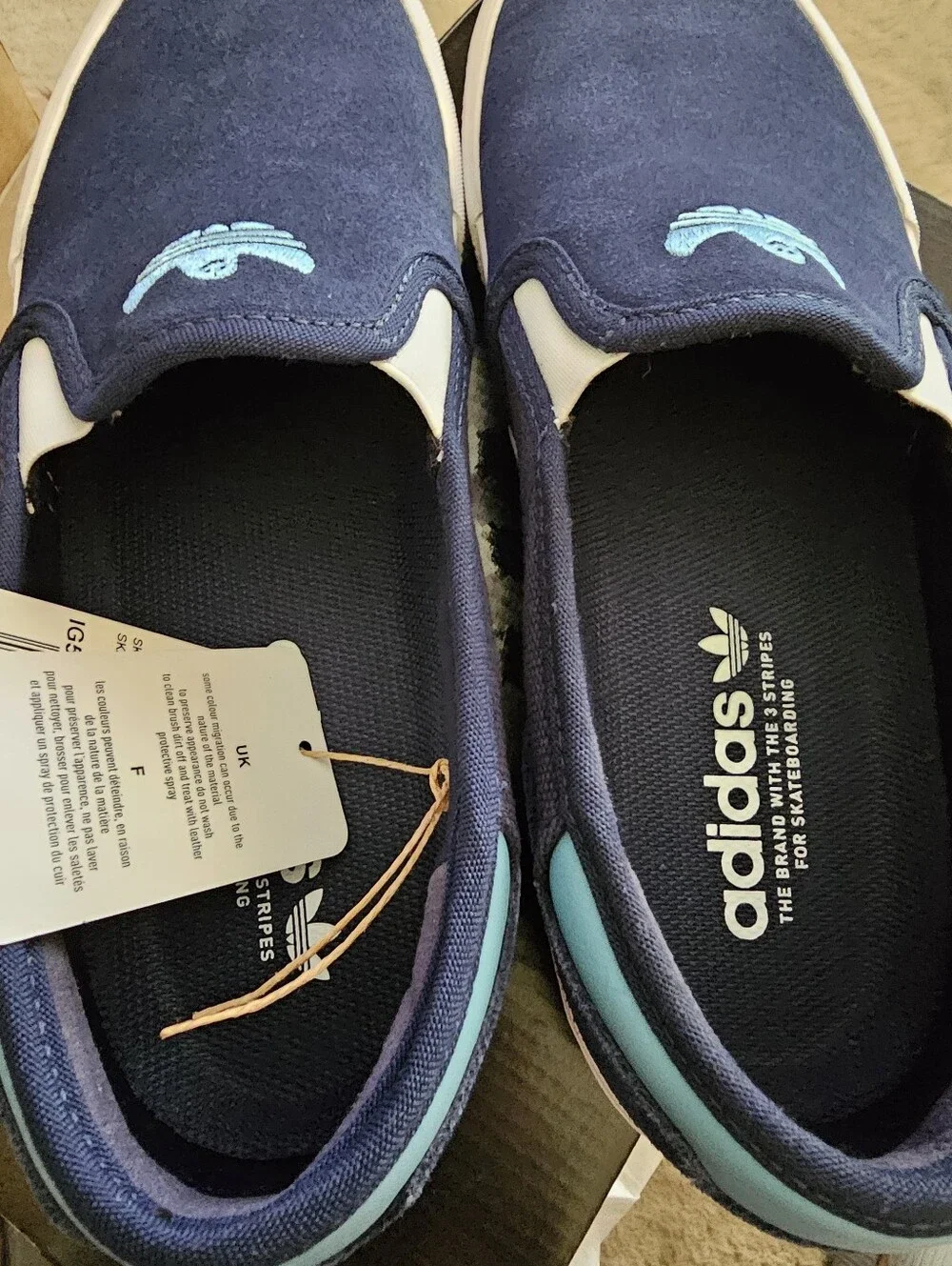 adidas Shmoofoil Shoes Limited Men's Slip-On Low Suede Sneakers Navy/White 8.5us